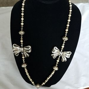 Southwest Bows Statement Silver Tone Necklace
